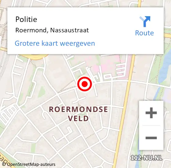 Locatie op kaart van de 112 melding: Politie Roermond, Nassaustraat op 17 juni 2019 19:28