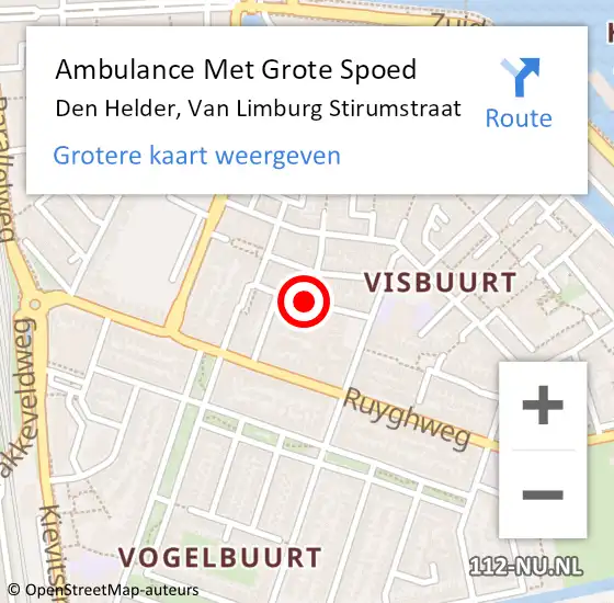 Locatie op kaart van de 112 melding: Ambulance Met Grote Spoed Naar Den Helder, Van Limburg Stirumstraat op 17 juni 2019 19:39