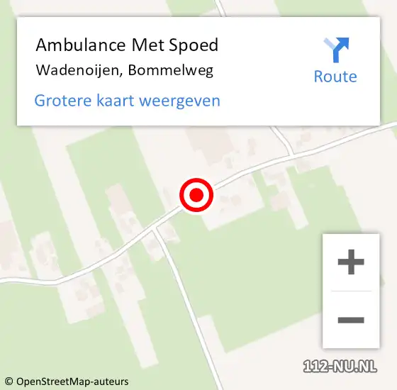Locatie op kaart van de 112 melding: Ambulance Met Spoed Naar Wadenoijen, Bommelweg op 17 juni 2019 19:39