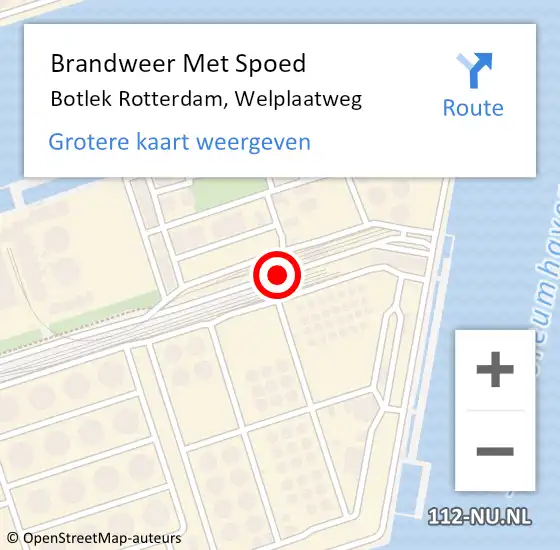 Locatie op kaart van de 112 melding: Brandweer Met Spoed Naar Botlek Rotterdam, Welplaatweg op 17 juni 2019 19:43