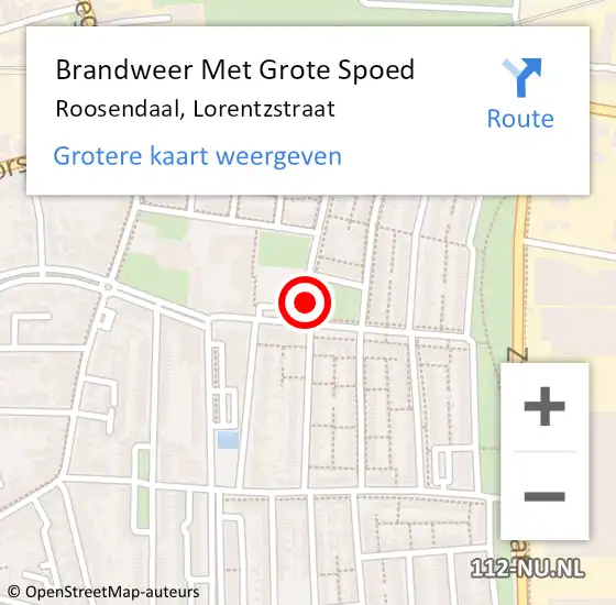Locatie op kaart van de 112 melding: Brandweer Met Grote Spoed Naar Roosendaal, Lorentzstraat op 17 juni 2019 19:55
