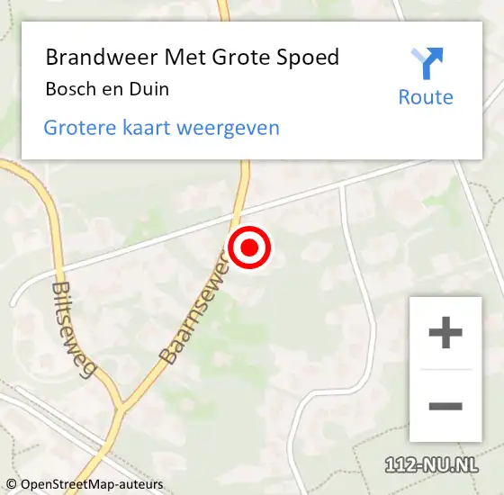 Locatie op kaart van de 112 melding: Brandweer Met Grote Spoed Naar Bosch en Duin op 17 juni 2019 19:55
