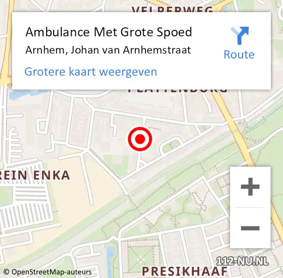 Locatie op kaart van de 112 melding: Ambulance Met Grote Spoed Naar Arnhem, Johan van Arnhemstraat op 17 juni 2019 20:01