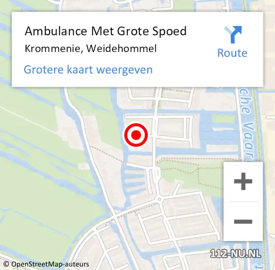 Locatie op kaart van de 112 melding: Ambulance Met Grote Spoed Naar Krommenie, Weidehommel op 4 april 2014 16:25