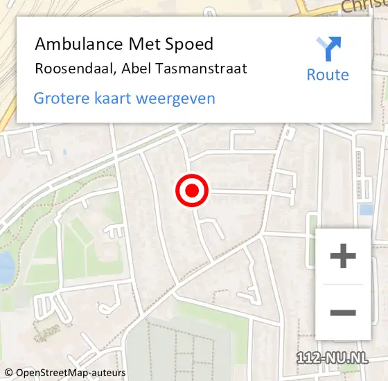 Locatie op kaart van de 112 melding: Ambulance Met Spoed Naar Roosendaal, Abel Tasmanstraat op 17 juni 2019 20:24