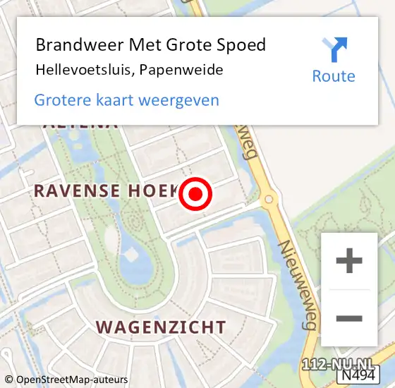 Locatie op kaart van de 112 melding: Brandweer Met Grote Spoed Naar Hellevoetsluis, Papenweide op 17 juni 2019 20:56