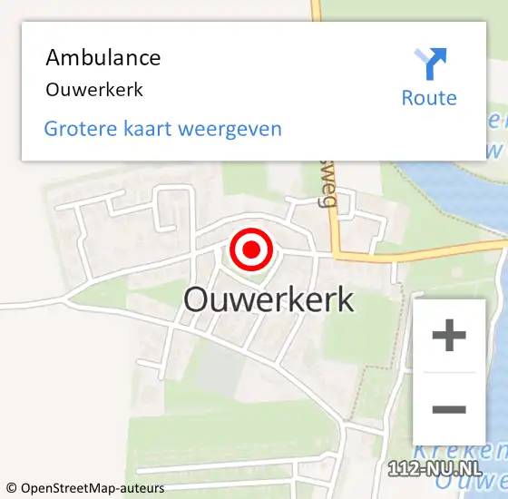 Locatie op kaart van de 112 melding: Ambulance Ouwerkerk op 17 juni 2019 21:28