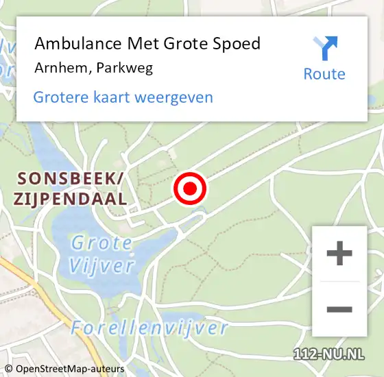 Locatie op kaart van de 112 melding: Ambulance Met Grote Spoed Naar Arnhem, Parkweg op 17 juni 2019 21:52