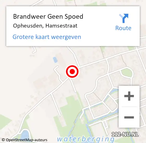 Locatie op kaart van de 112 melding: Brandweer Geen Spoed Naar Opheusden, Hamsestraat op 17 juni 2019 22:17