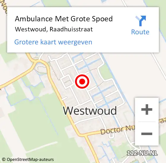 Locatie op kaart van de 112 melding: Ambulance Met Grote Spoed Naar Westwoud, Raadhuisstraat op 17 juni 2019 22:50