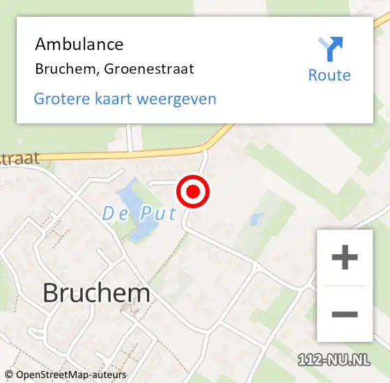 Locatie op kaart van de 112 melding: Ambulance Bruchem, Groenestraat op 17 juni 2019 22:52