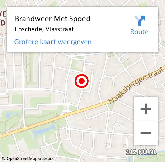 Locatie op kaart van de 112 melding: Brandweer Met Spoed Naar Enschede, Vlasstraat op 17 juni 2019 23:11