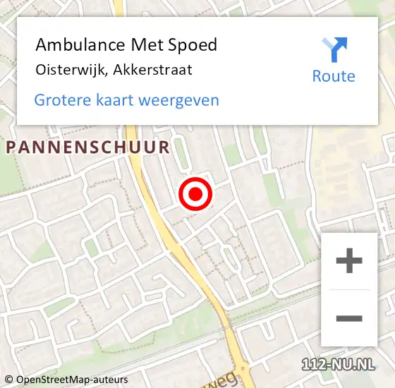 Locatie op kaart van de 112 melding: Ambulance Met Spoed Naar Oisterwijk, Akkerstraat op 17 juni 2019 23:15