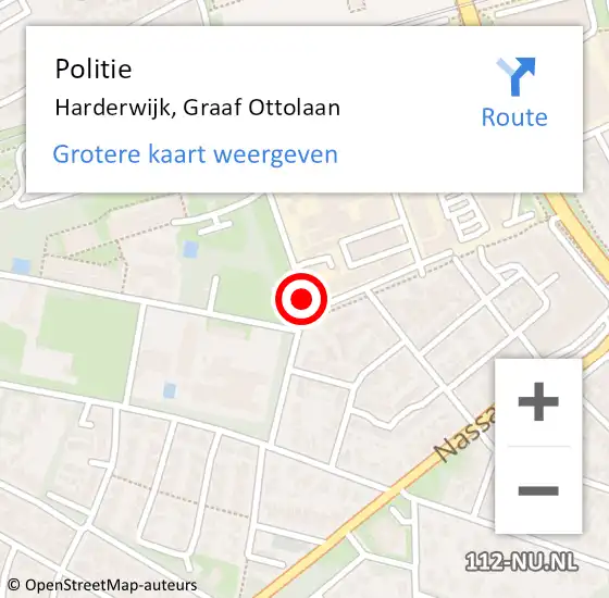 Locatie op kaart van de 112 melding: Politie Harderwijk, Graaf Ottolaan op 17 juni 2019 23:57