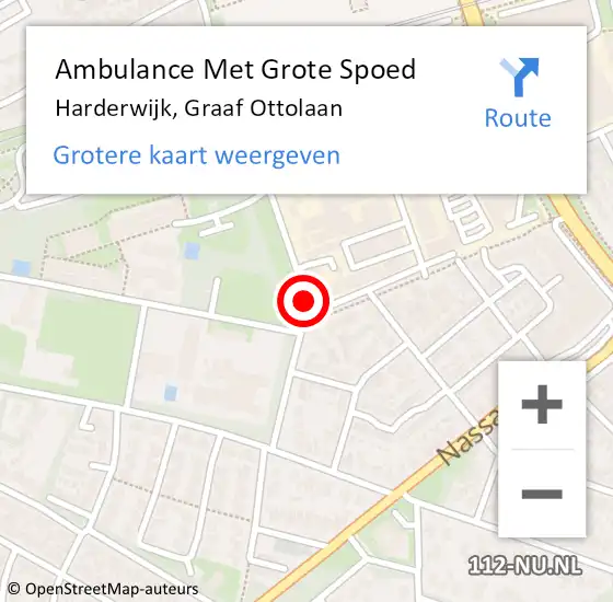 Locatie op kaart van de 112 melding: Ambulance Met Grote Spoed Naar Harderwijk, Graaf Ottolaan op 18 juni 2019 00:01
