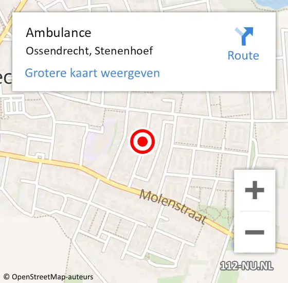 Locatie op kaart van de 112 melding: Ambulance Ossendrecht, Stenenhoef op 18 juni 2019 01:11