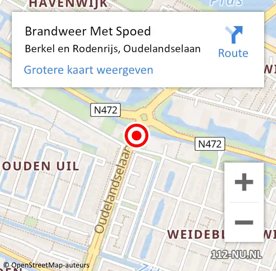 Locatie op kaart van de 112 melding: Brandweer Met Spoed Naar Berkel en Rodenrijs, Oudelandselaan op 18 juni 2019 01:51