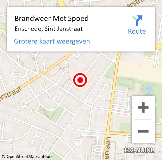 Locatie op kaart van de 112 melding: Brandweer Met Spoed Naar Enschede, Sint Janstraat op 18 juni 2019 02:25