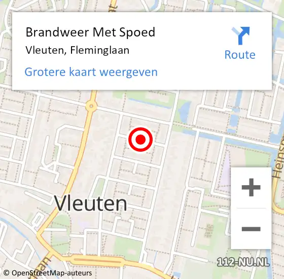 Locatie op kaart van de 112 melding: Brandweer Met Spoed Naar Vleuten, Fleminglaan op 18 juni 2019 02:42