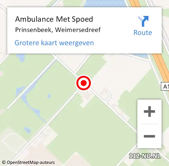Locatie op kaart van de 112 melding: Ambulance Met Spoed Naar Prinsenbeek, Weimersedreef op 18 juni 2019 03:20