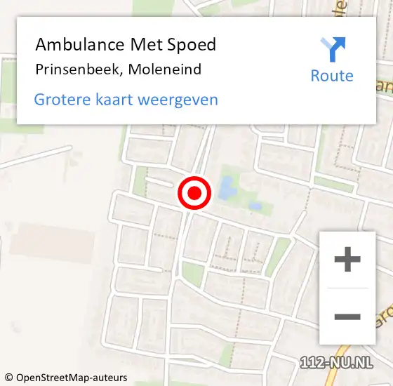 Locatie op kaart van de 112 melding: Ambulance Met Spoed Naar Prinsenbeek, Moleneind op 18 juni 2019 07:10