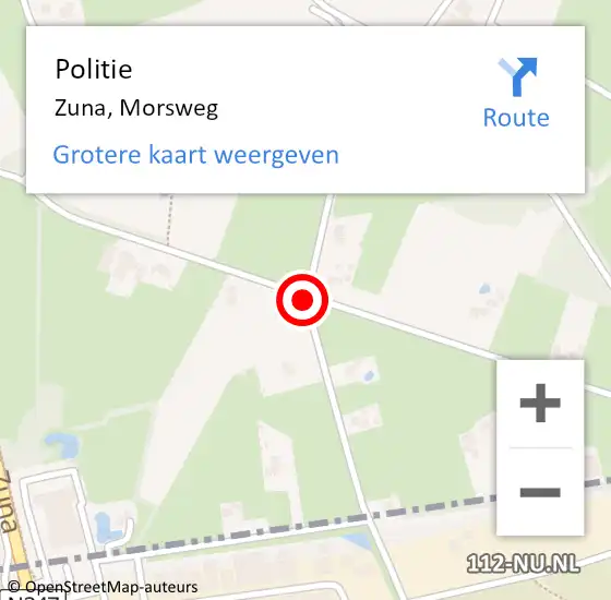 Locatie op kaart van de 112 melding: Politie Zuna, Morsweg op 18 juni 2019 07:48
