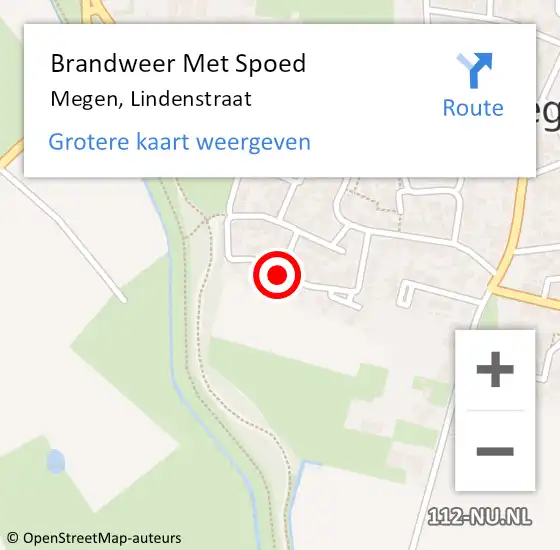 Locatie op kaart van de 112 melding: Brandweer Met Spoed Naar Megen, Lindenstraat op 18 juni 2019 08:21