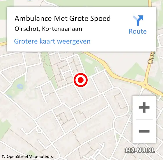 Locatie op kaart van de 112 melding: Ambulance Met Grote Spoed Naar Oirschot, Kortenaarlaan op 18 juni 2019 08:33