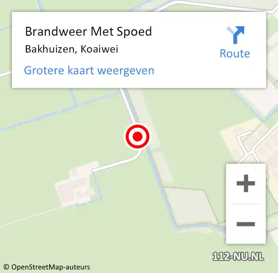 Locatie op kaart van de 112 melding: Brandweer Met Spoed Naar Bakhuizen, Koaiwei op 18 juni 2019 09:23