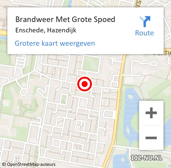 Locatie op kaart van de 112 melding: Brandweer Met Grote Spoed Naar Enschede, Hazendijk op 18 juni 2019 09:24