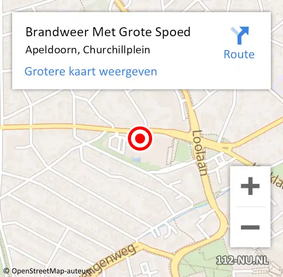 Locatie op kaart van de 112 melding: Brandweer Met Grote Spoed Naar Apeldoorn, Churchillplein op 18 juni 2019 09:35
