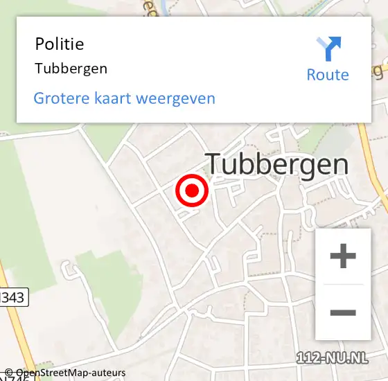 Locatie op kaart van de 112 melding: Politie Tubbergen op 18 juni 2019 09:45