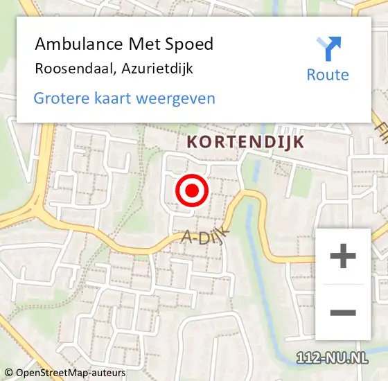 Locatie op kaart van de 112 melding: Ambulance Met Spoed Naar Roosendaal, Azurietdijk op 18 juni 2019 09:53