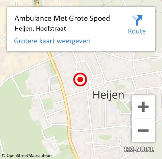 Locatie op kaart van de 112 melding: Ambulance Met Grote Spoed Naar Heijen, Hoefstraat op 18 juni 2019 10:12