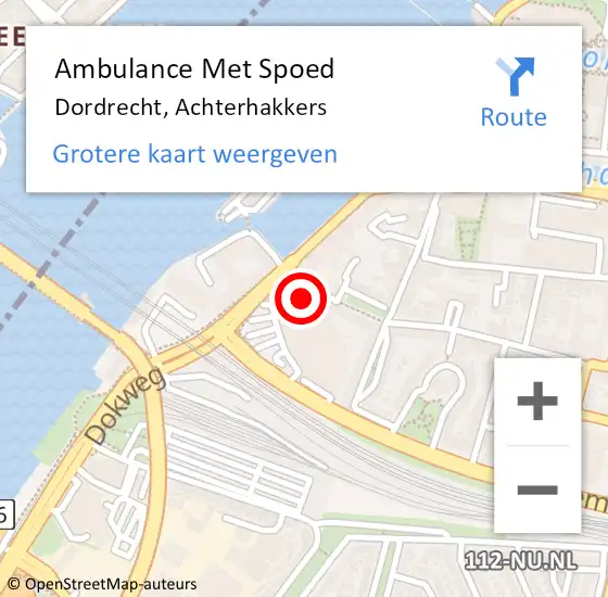 Locatie op kaart van de 112 melding: Ambulance Met Spoed Naar Dordrecht, Achterhakkers op 18 juni 2019 10:14