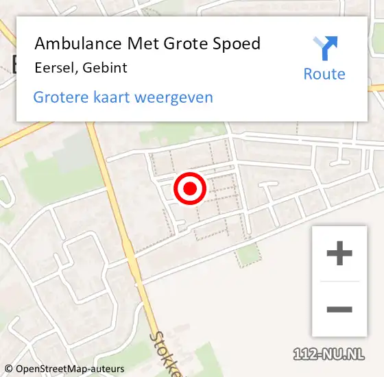 Locatie op kaart van de 112 melding: Ambulance Met Grote Spoed Naar Eersel, Gebint op 18 juni 2019 10:15