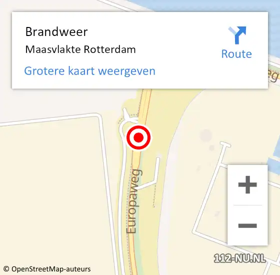 Locatie op kaart van de 112 melding: Brandweer Maasvlakte Rotterdam op 18 juni 2019 10:23