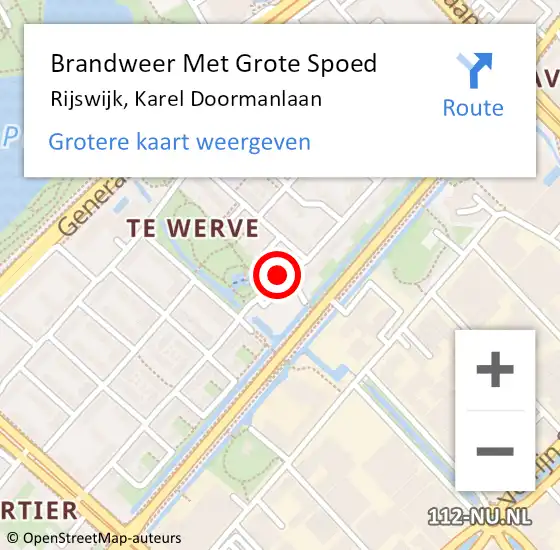 Locatie op kaart van de 112 melding: Brandweer Met Grote Spoed Naar Rijswijk, Karel Doormanlaan op 18 juni 2019 10:34