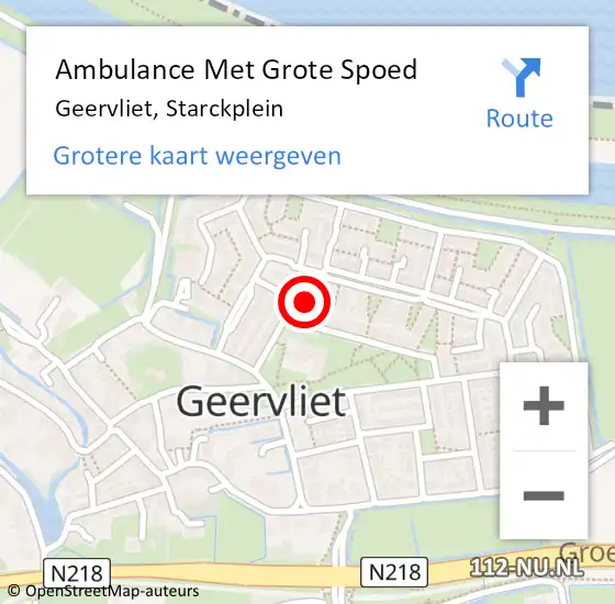 Locatie op kaart van de 112 melding: Ambulance Met Grote Spoed Naar Geervliet, Starckplein op 18 juni 2019 10:39