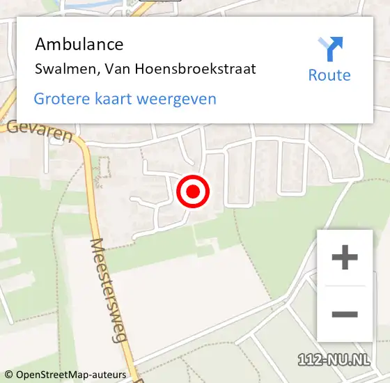 Locatie op kaart van de 112 melding: Ambulance Swalmen, Van Hoensbroekstraat op 18 juni 2019 11:37