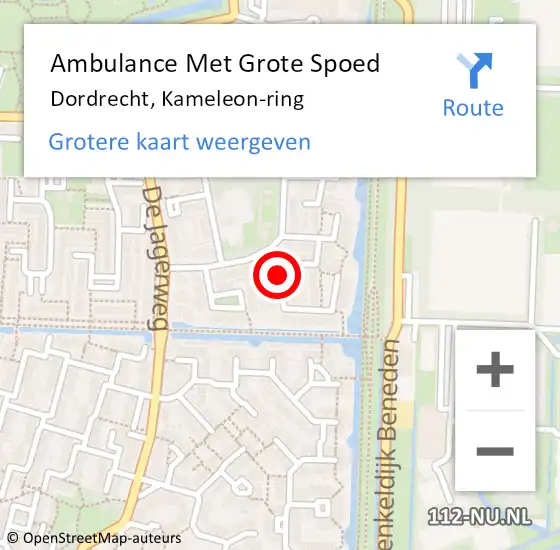 Locatie op kaart van de 112 melding: Ambulance Met Grote Spoed Naar Dordrecht, Kameleon-ring op 18 juni 2019 11:37