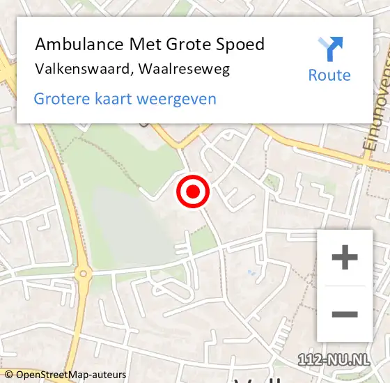 Locatie op kaart van de 112 melding: Ambulance Met Grote Spoed Naar Valkenswaard, Waalreseweg op 18 juni 2019 12:04