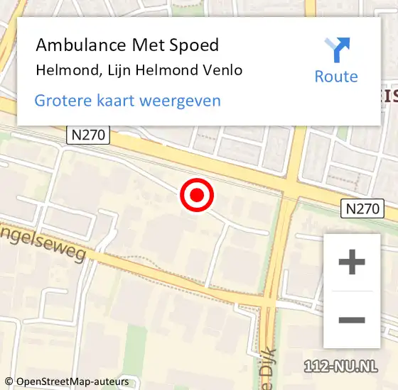 Locatie op kaart van de 112 melding: Ambulance Met Spoed Naar Helmond, Lijn Helmond Venlo op 18 juni 2019 12:14