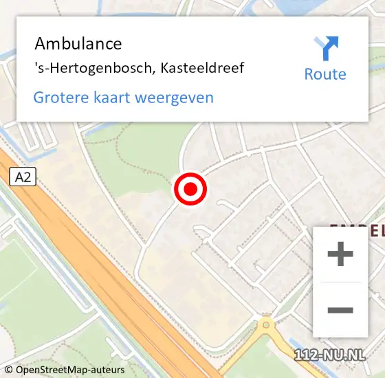 Locatie op kaart van de 112 melding: Ambulance 's-Hertogenbosch, Kasteeldreef op 18 juni 2019 12:26