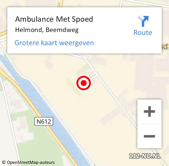 Locatie op kaart van de 112 melding: Ambulance Met Spoed Naar Helmond, Beemdweg op 18 juni 2019 12:48