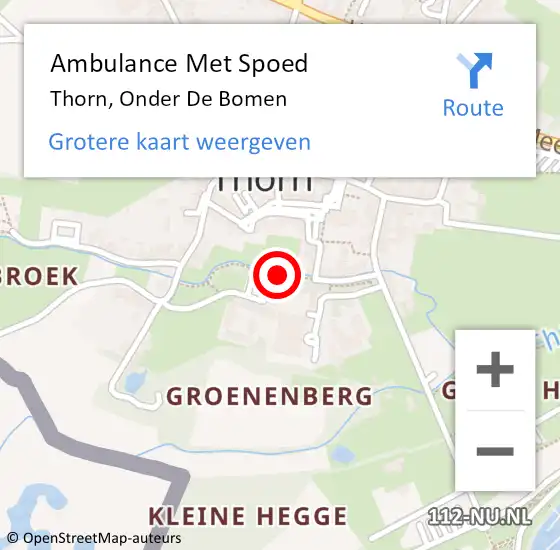 Locatie op kaart van de 112 melding: Ambulance Met Spoed Naar Thorn, Onder De Bomen op 18 juni 2019 12:55