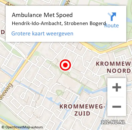 Locatie op kaart van de 112 melding: Ambulance Met Spoed Naar Hendrik-Ido-Ambacht, Strobenen Bogerd op 18 juni 2019 12:57