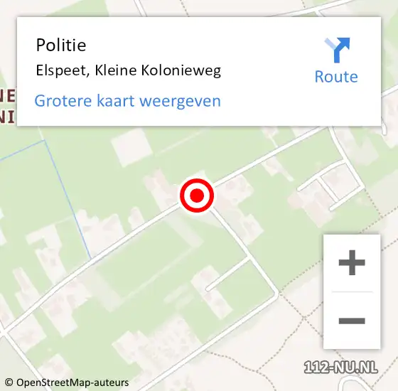Locatie op kaart van de 112 melding: Politie Elspeet, Kleine Kolonieweg op 18 juni 2019 13:26