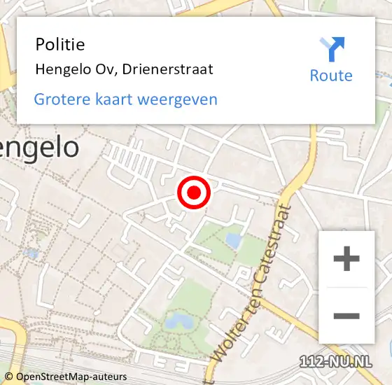 Locatie op kaart van de 112 melding: Politie Hengelo Ov, Drienerstraat op 18 juni 2019 13:32