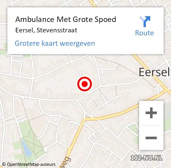 Locatie op kaart van de 112 melding: Ambulance Met Grote Spoed Naar Eersel, Stevensstraat op 18 juni 2019 13:34
